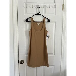 Open Edit Womens Tan Bodycon Minimalist Stretch Tank‎ Sleeveless Mini Dress Sz S